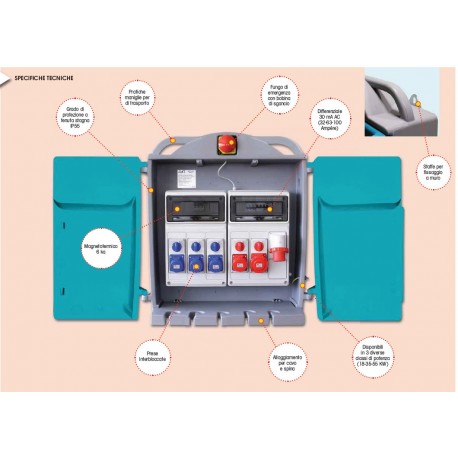 Quadro cantiere 5 prese 32a 18kw