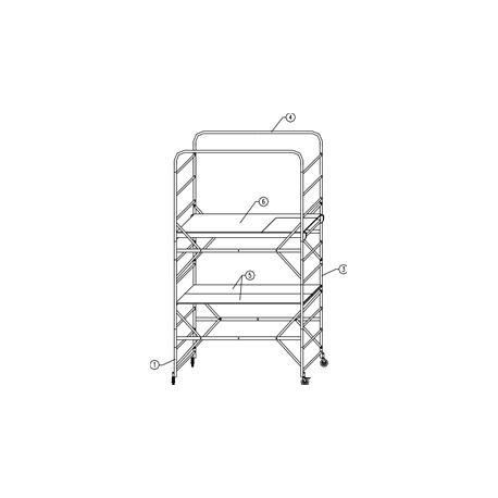 Ponte a torre su ruote in acciaio TITAN (base 75x165cm) D.Lgs. 81/2008, max. 190cm, H max piano di lavoro 145cm. 4 pezzi