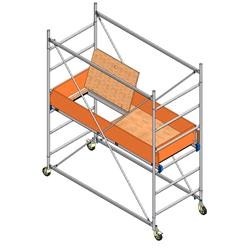 Ponte a torre su ruote per interni (base 75x165cm) H max. 200cm, H max.Piano di lavoro 100cm.
